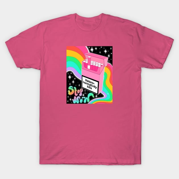 Hetero-normativity kills T-Shirt by pink_pizzanova